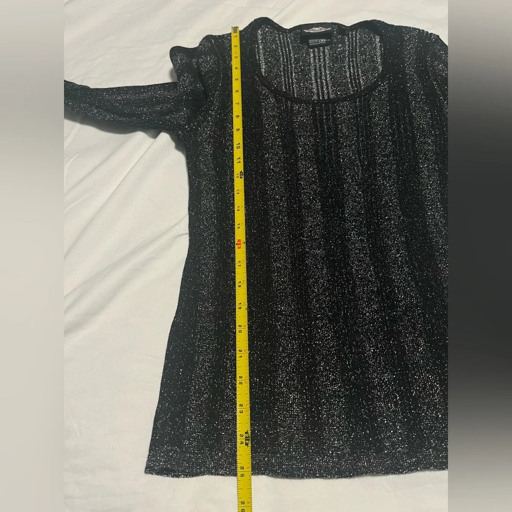Harley-Davidson Women”s  Black & Silver Metallic LS Stretch Top Blouse Size XL - Picture 11 of 12